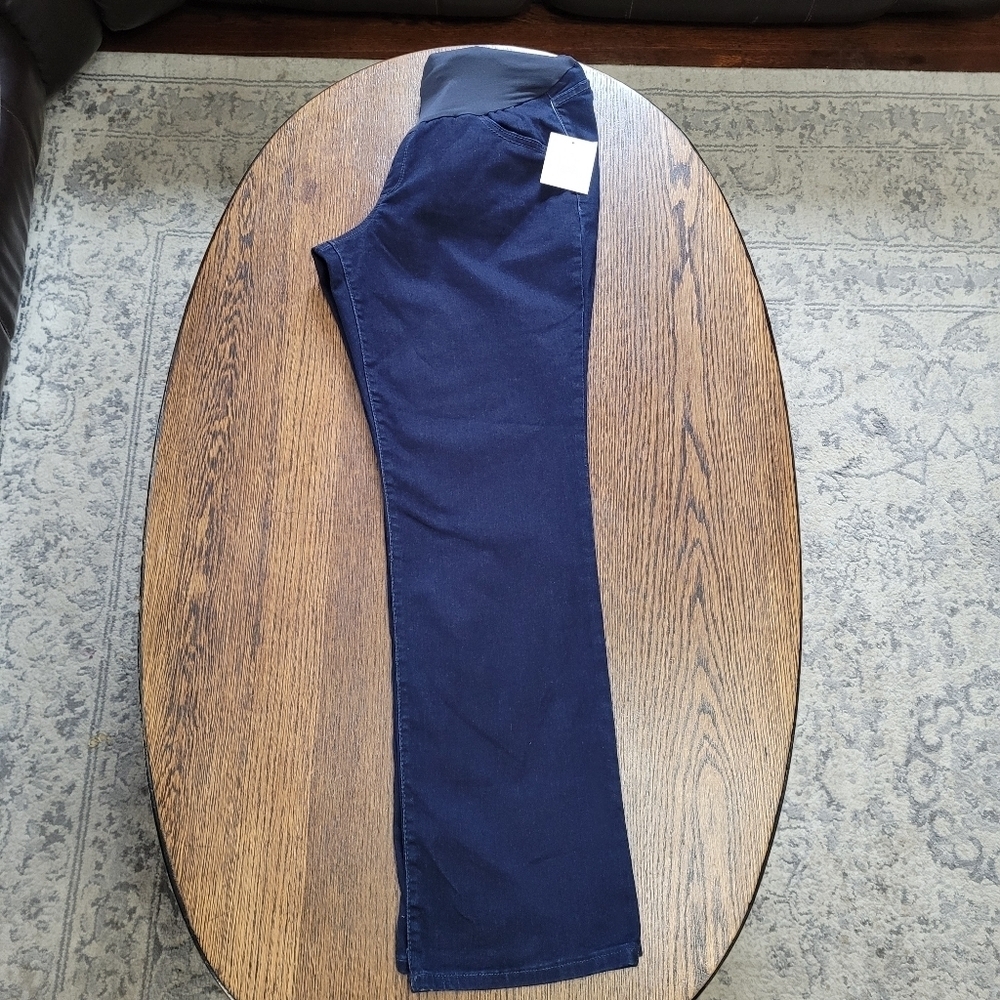 a glow Maternity Full Belly Panel Dark Wash Bootcut Jeans Size Women's 16 NEW - Picture 3 of 15
